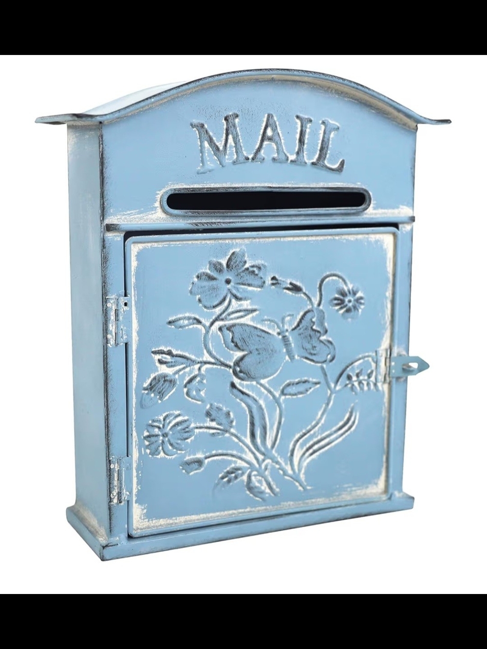 Vintage-Style Blue Floral Mailbox